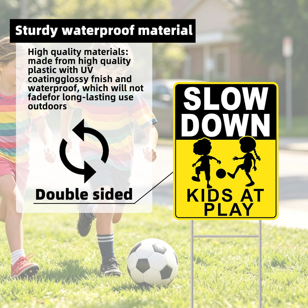 GXGGUS 2-Pack Slow Down Kids At Play Signs side view