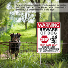 GXGGUS Beware of Dog Sign installed on a fence