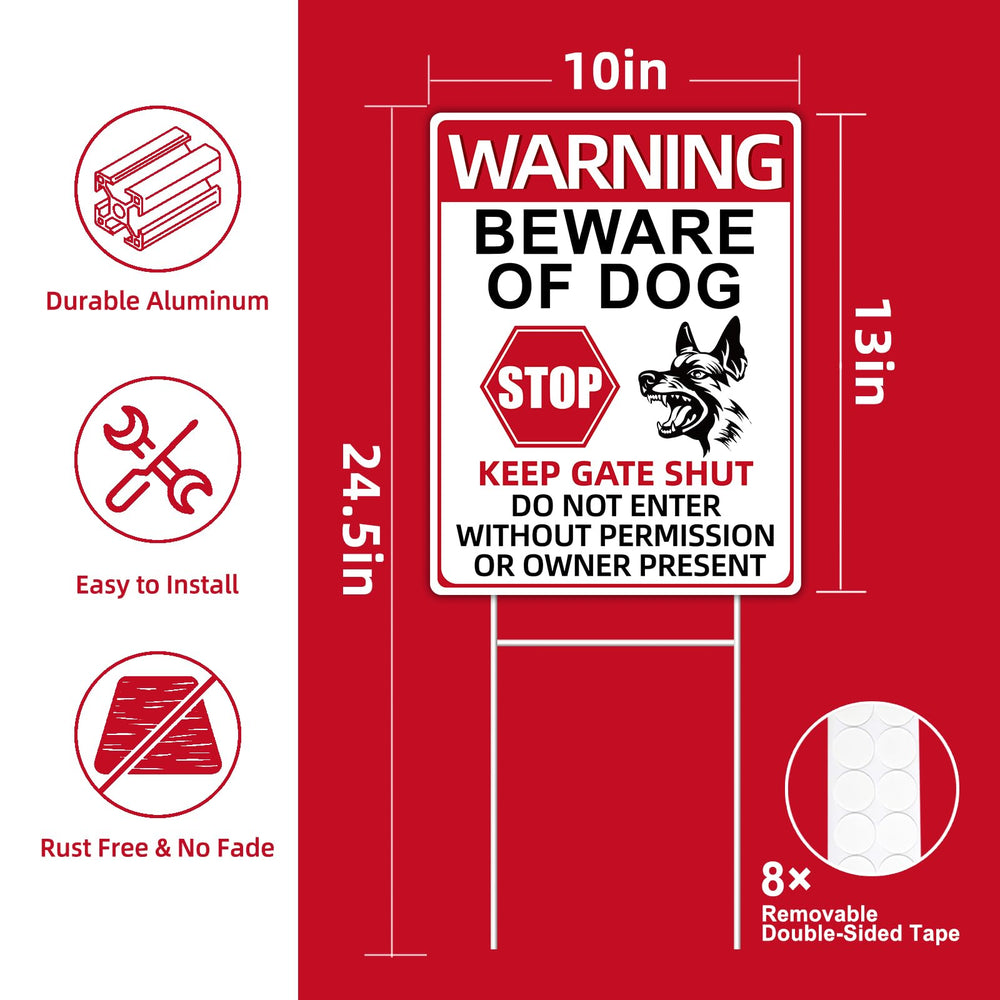 GXGGUS Beware of Dog Sign side view showing dual-sided design