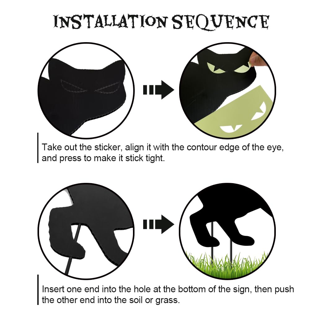 GXGGUS Black Cat Yard Sign with black stakes