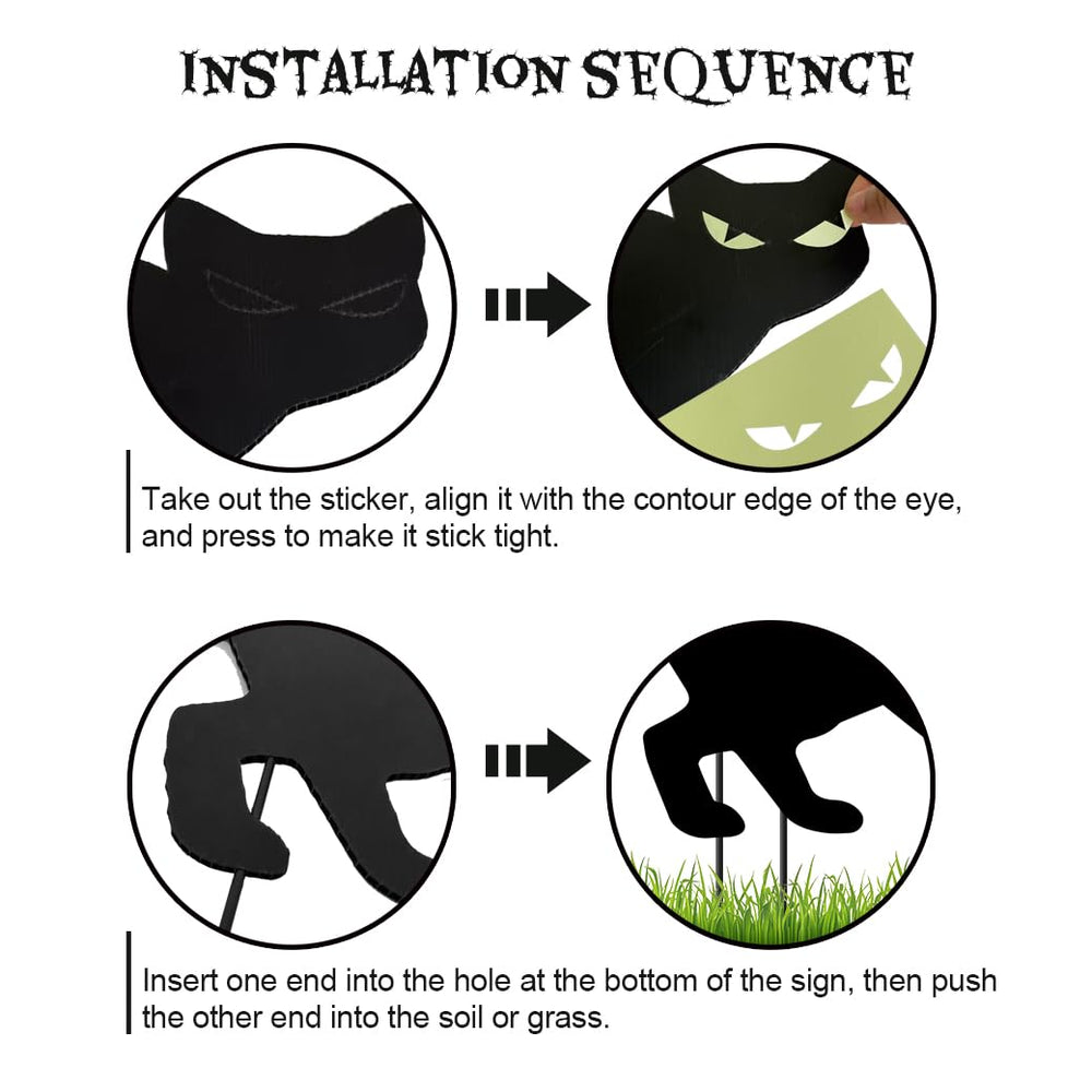 GXGGUS Black Cat Yard Sign with black stakes