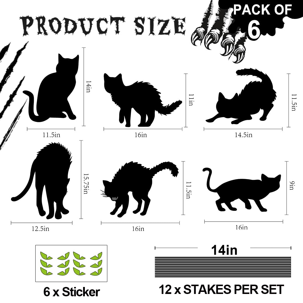 GXGGUS Black Cat Yard Sign with glow in dark eyes