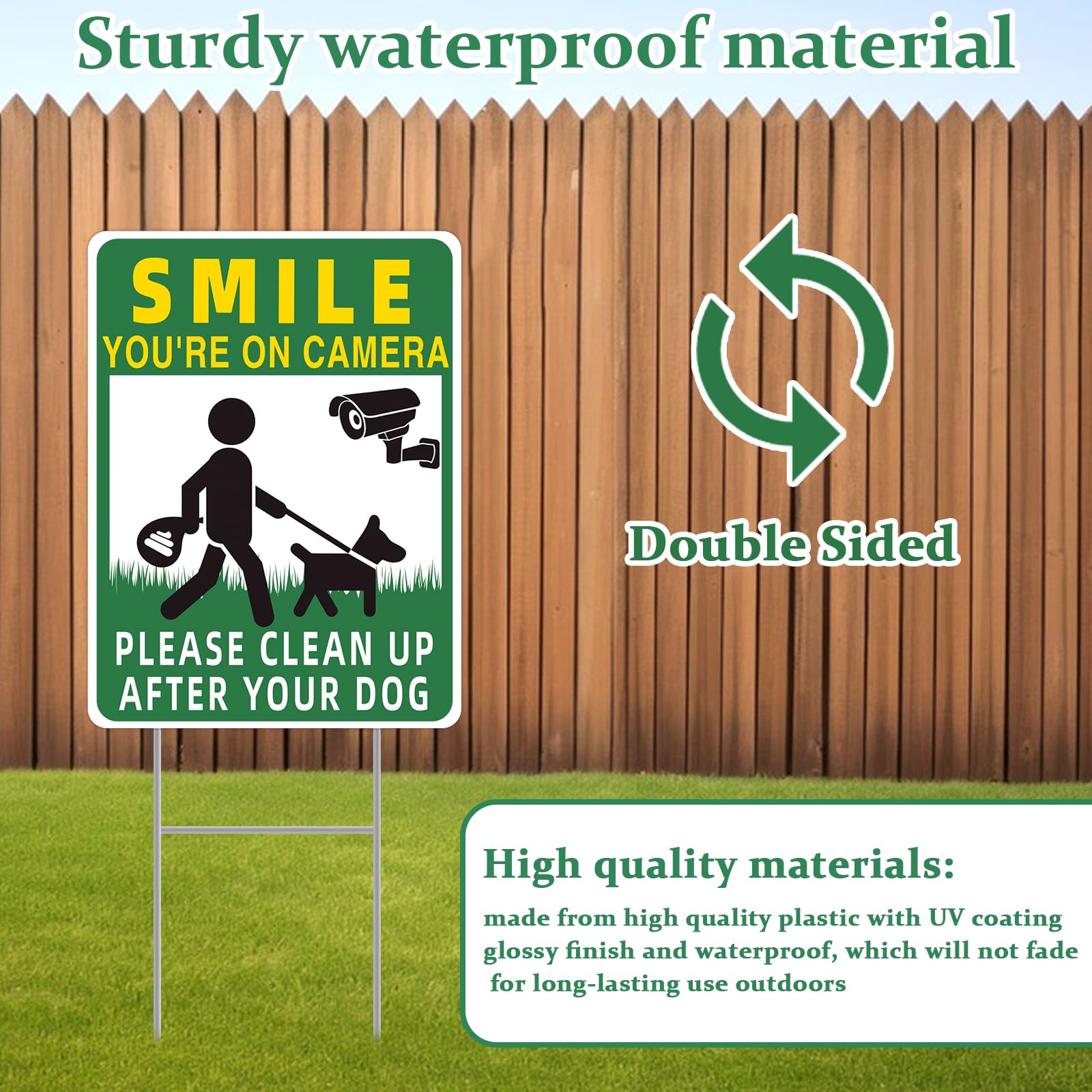 GXGGUS Clean Up After Your Dog Sign close-up showing UV coating
