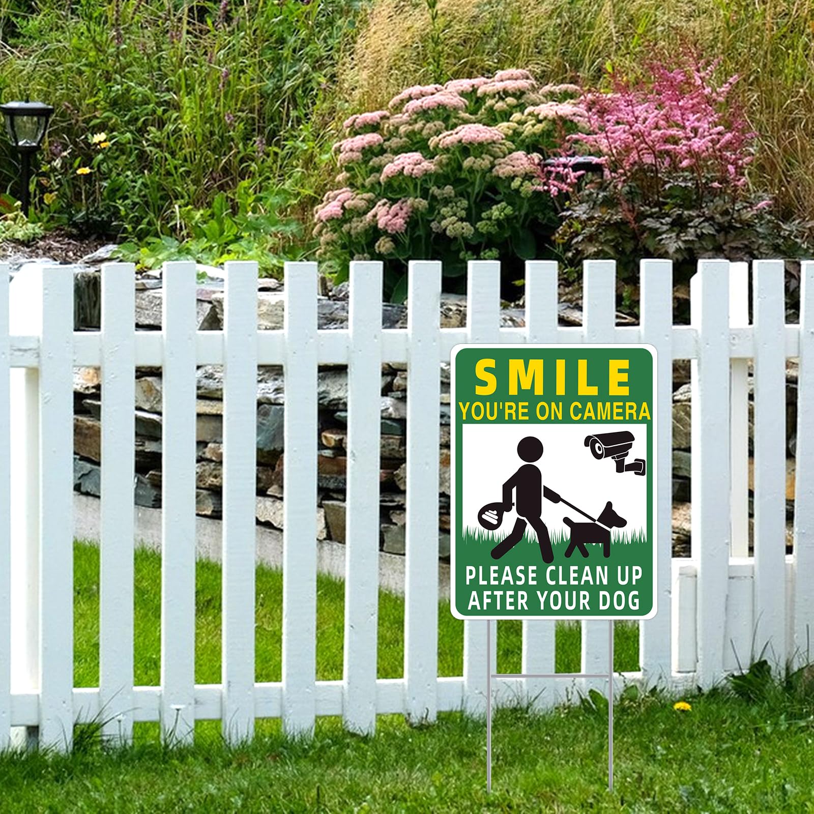 GXGGUS Clean Up After Your Dog Sign displayed in a yard