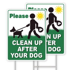 GXGGUS Clean Up After Your Dog Sign front view with H-stake