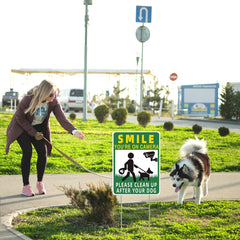 GXGGUS Clean Up After Your Dog Sign in garden setting