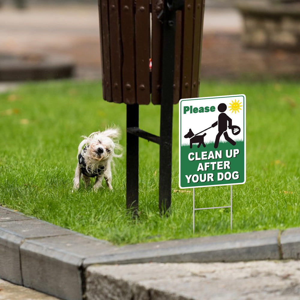 GXGGUS Clean Up After Your Dog Sign showcasing UV coating glossy finish