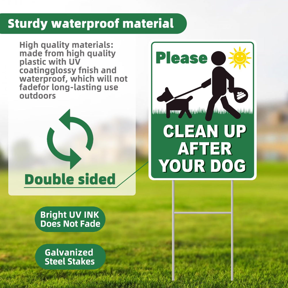 GXGGUS Clean Up After Your Dog Sign under rainy weather