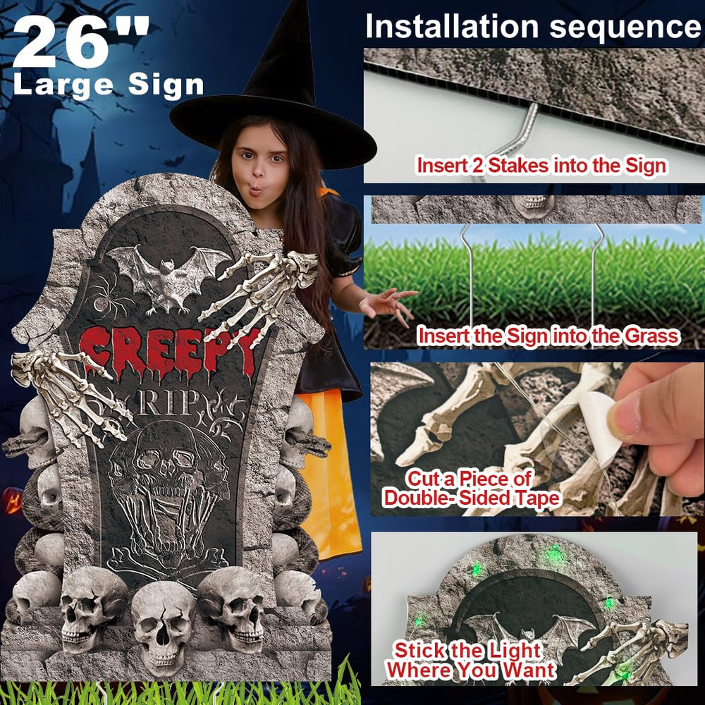 GXGGUS Halloween yard sign with black fiberglass rods for stability