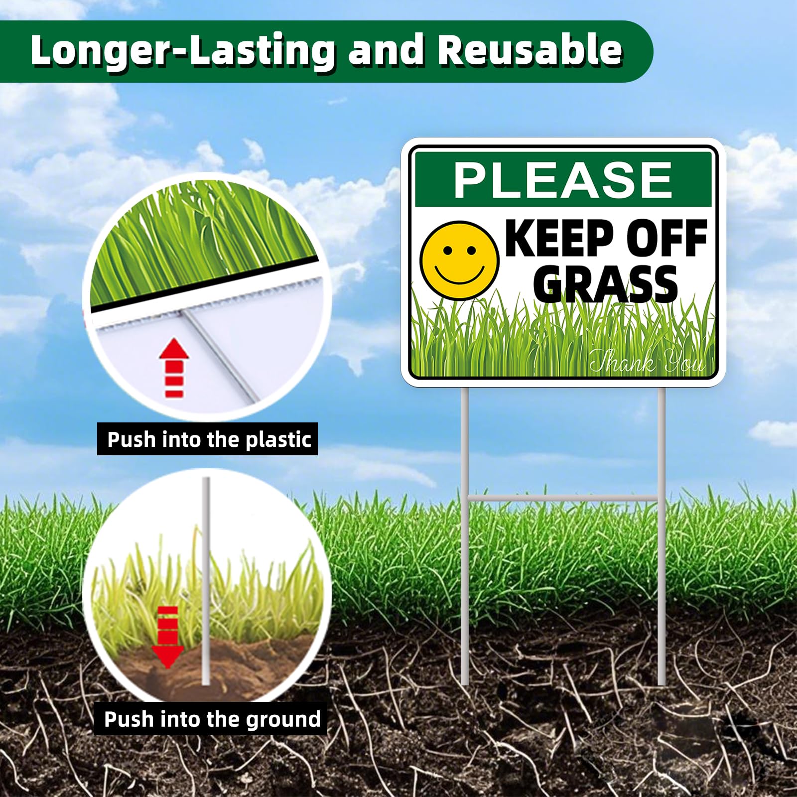 GXGGUS Keep Off Grass Sign close-up showing glossy finish