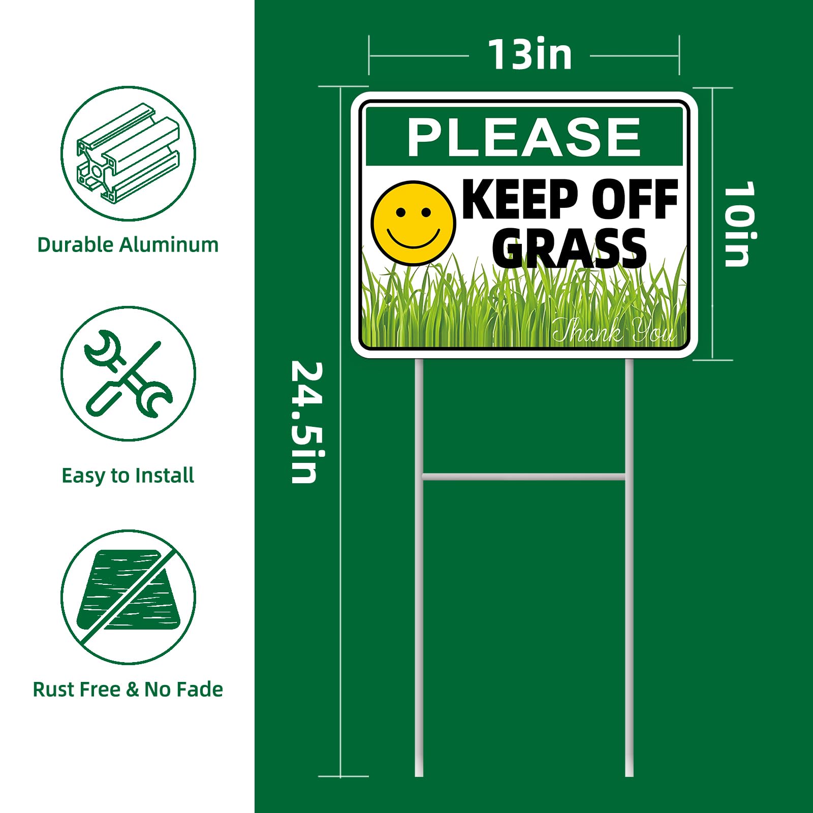 GXGGUS Keep Off Grass Sign side view showing double-sided feature