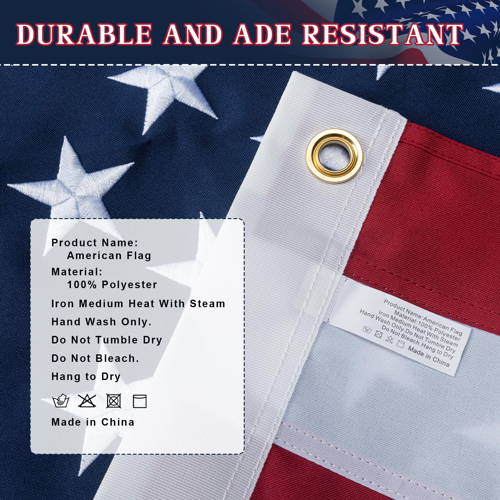 GYaozii 5x8Ft American flag showing vibrant colours