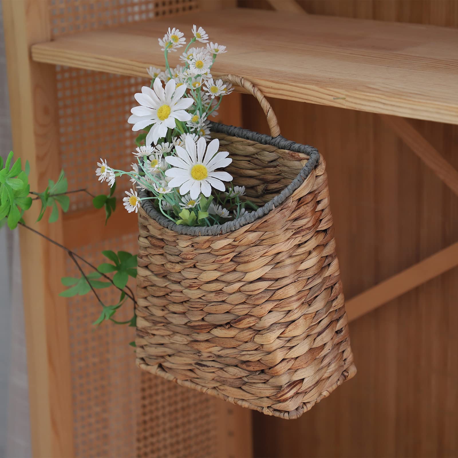 GYASVWU Woven Hanging Basket dimensions on a measuring tape
