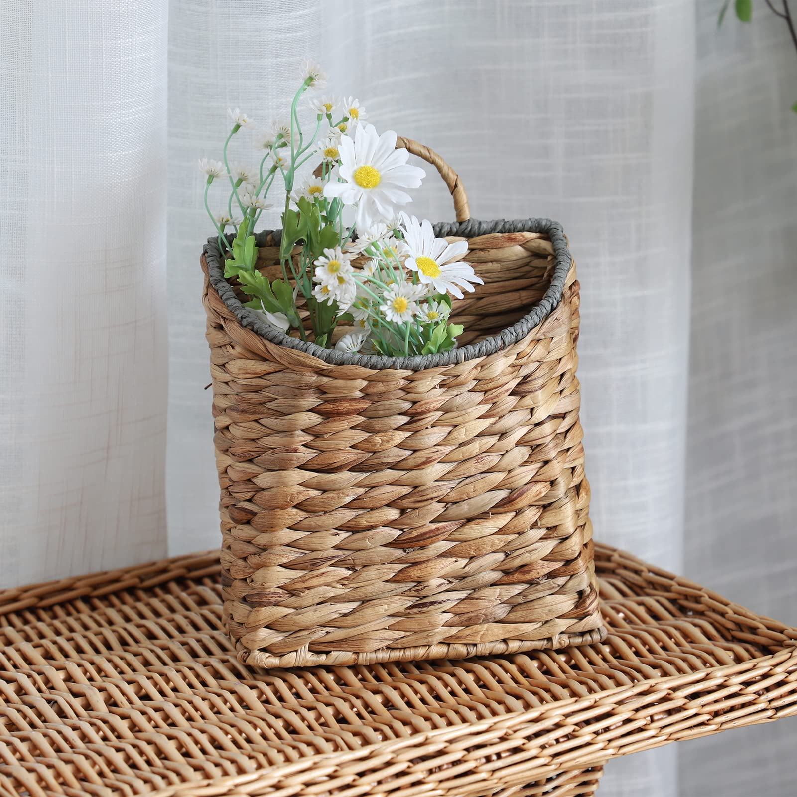GYASVWU Woven Hanging Basket in a rustic home setting