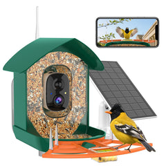 Gyozol Bird Feeder with Camera dark green model front view