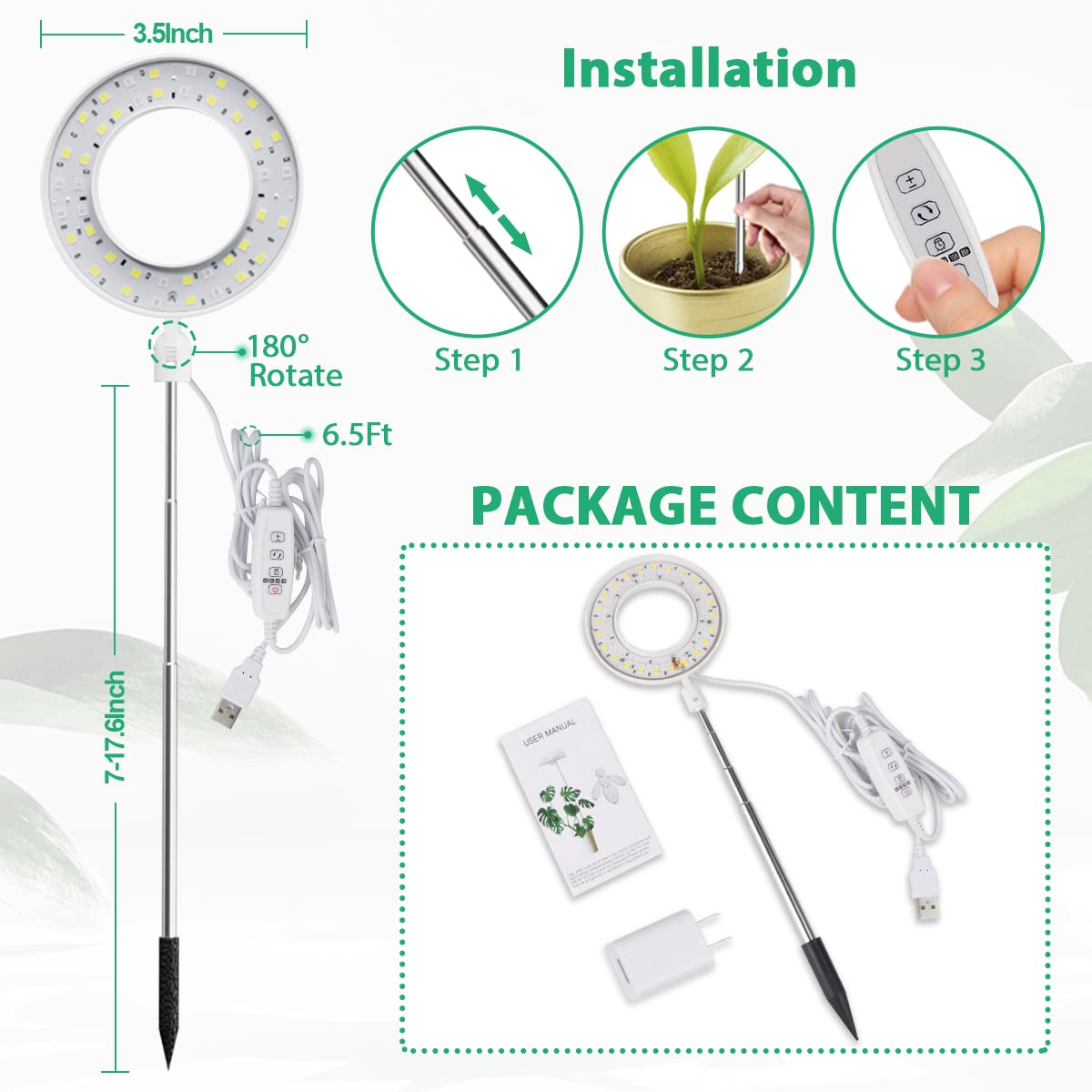 GYTF Halo Plant Grow Light showcasing LED beads