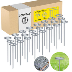 GZBEVITAR Landscape Fabric Stakes 8 Gauge Circle Top Pins front view