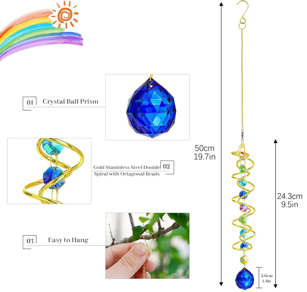 H&D Crystal Gazing Ball Suncatcher hanging in a garden