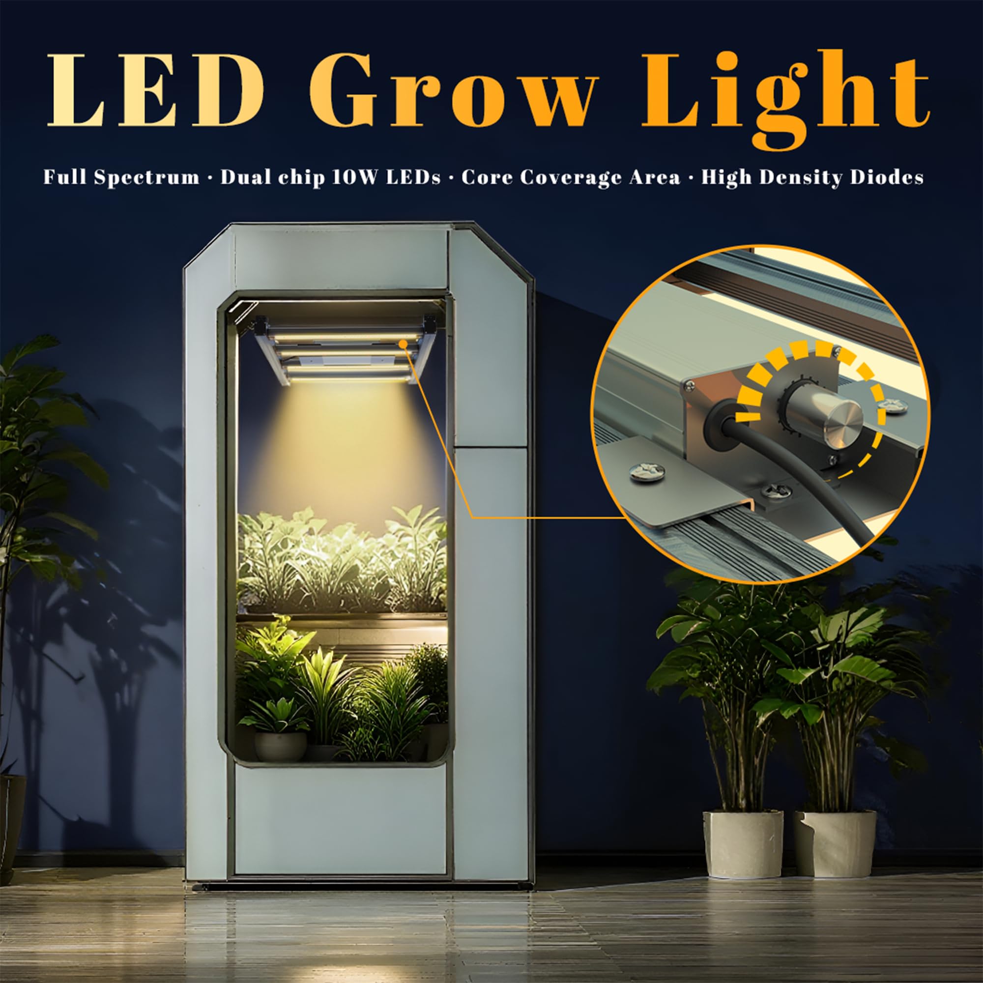 H HNMA HN 120W LED Grow Light with adjustable hanging hooks