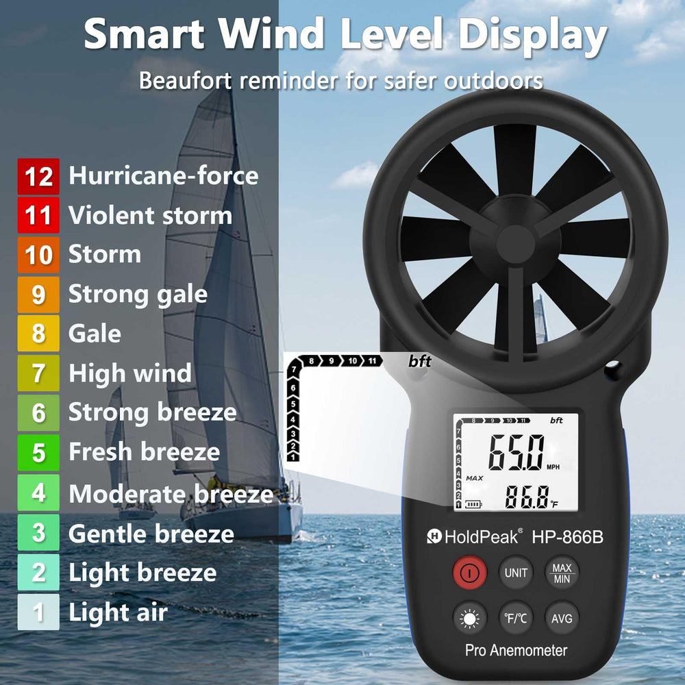 H HOLDPEAK 866B Anemometer in waterproof carrying pouch