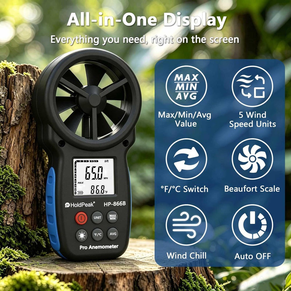 H HOLDPEAK 866B Anemometer with user manual and accessories