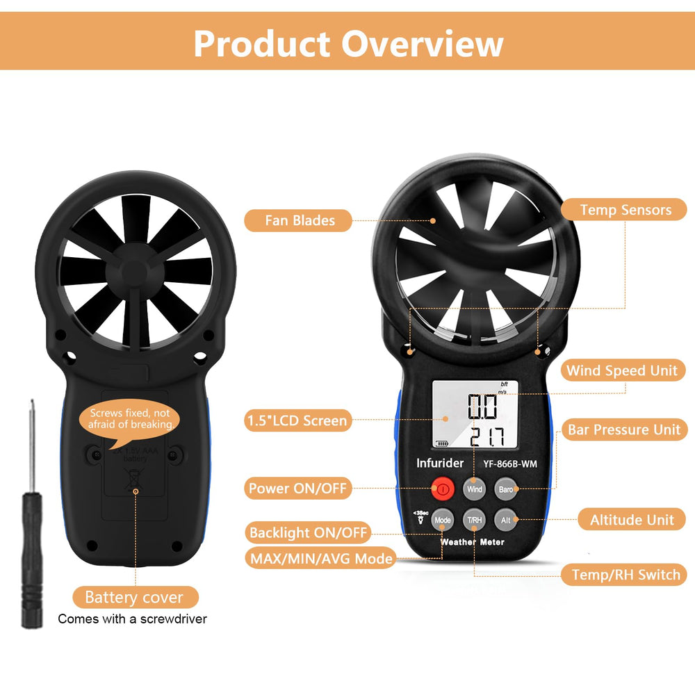 H HOLDPEAK Handheld Anemometer packaging with product details