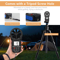 H HOLDPEAK Handheld Anemometer side view with tripod hole