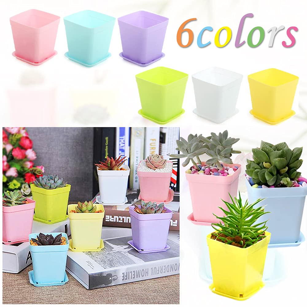 Haawooky colorful plastic plant pots displayed on a balcony