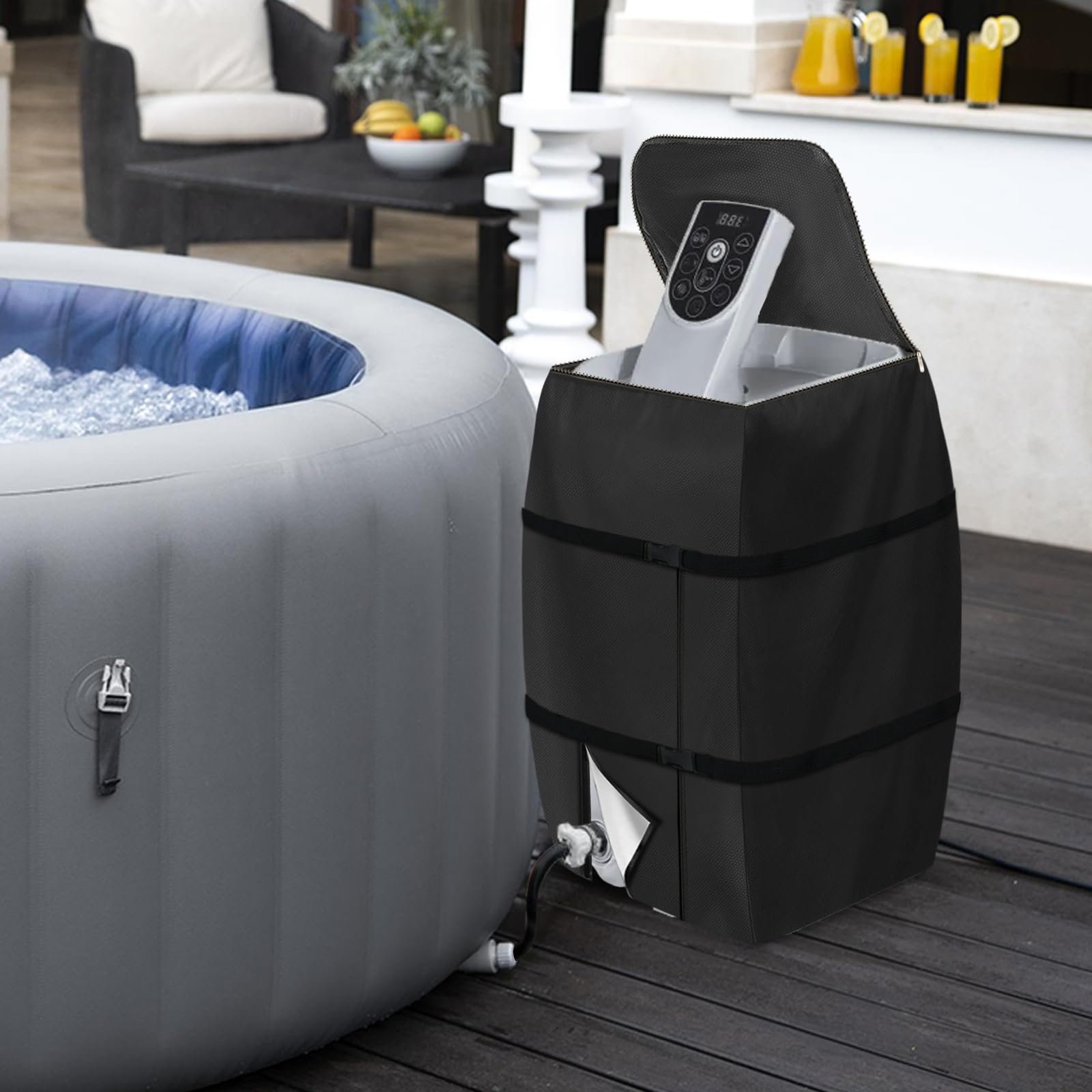 Hadisi hot tub heater pump cover dimensions displayed