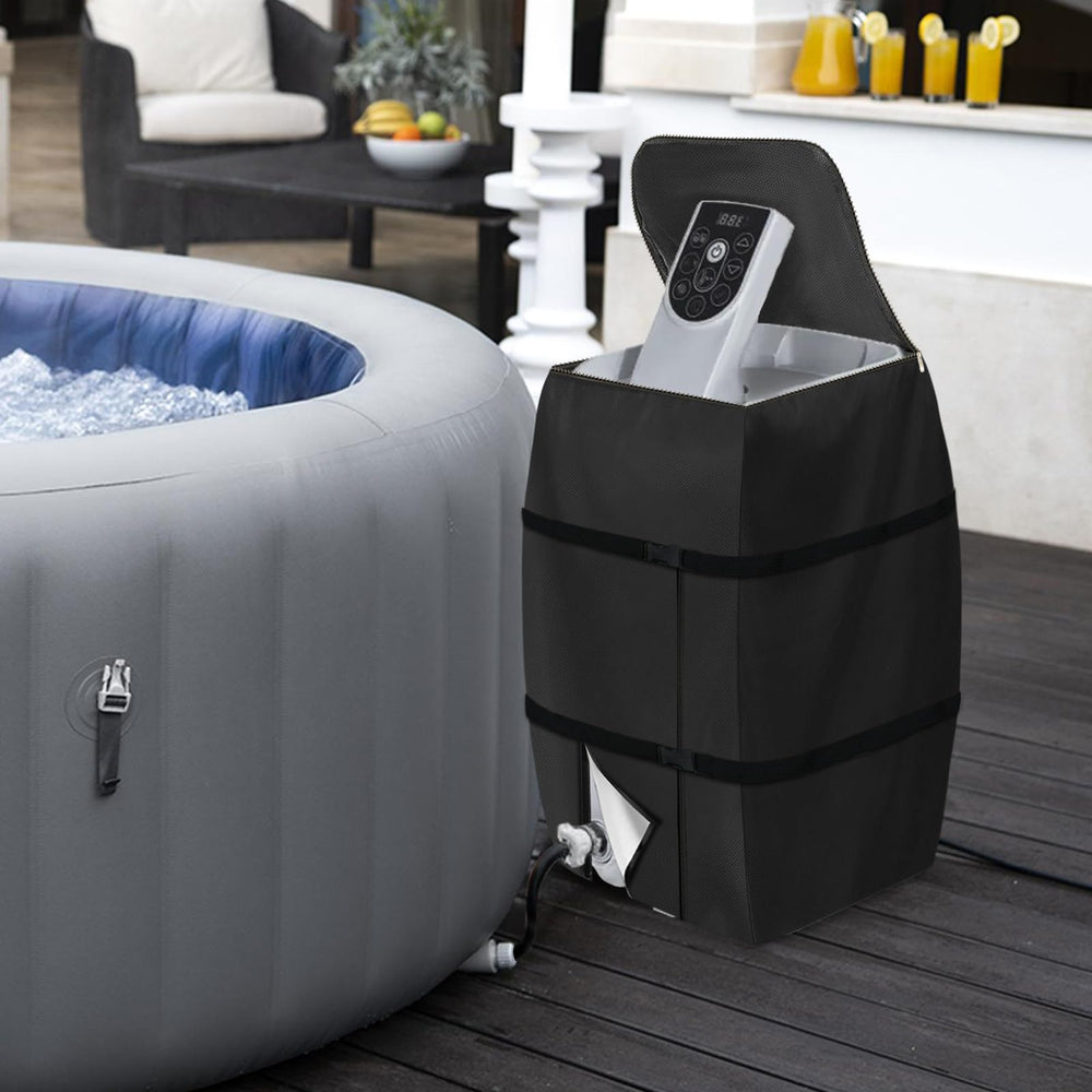 Hadisi hot tub heater pump cover dimensions displayed