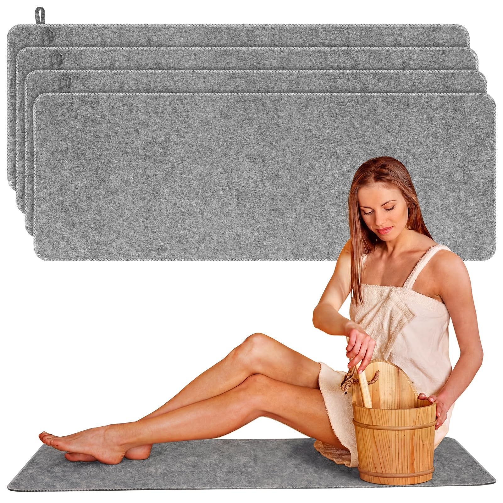 Hahafelt Sauna Mat Set of 2, Grey, front view