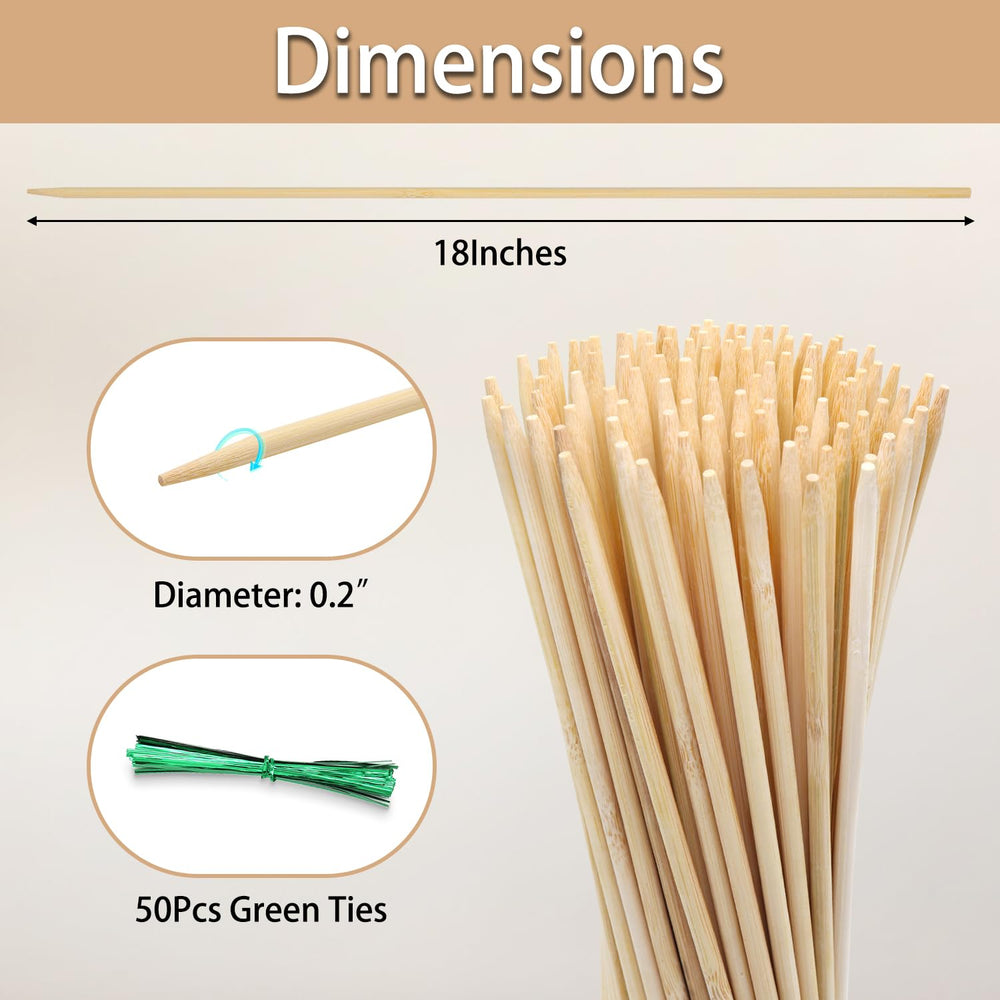 HAINANSTRY Bamboo Plant Stakes with green ties included
