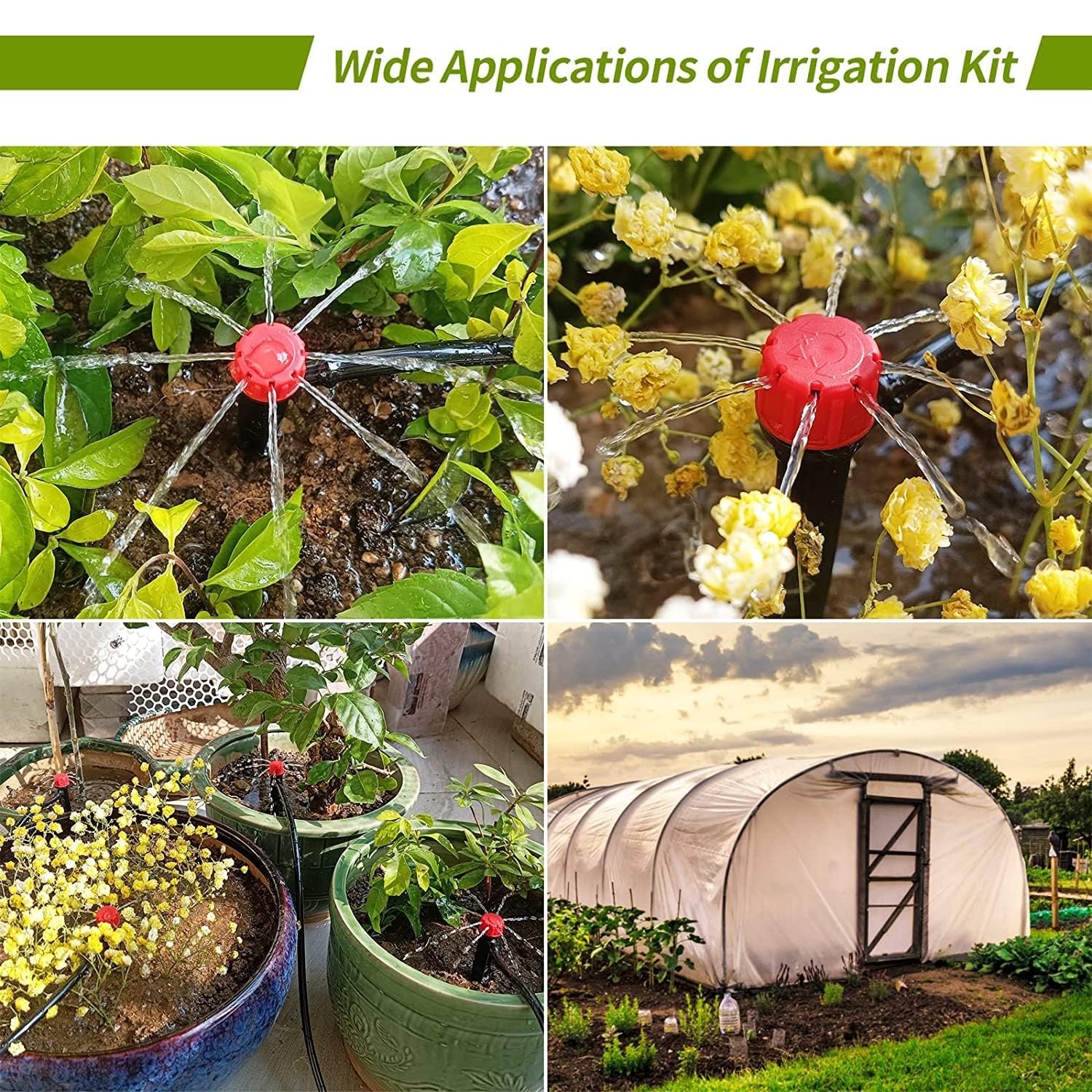 Hakioi irrigation emitters installed on 1/4 inch tubing