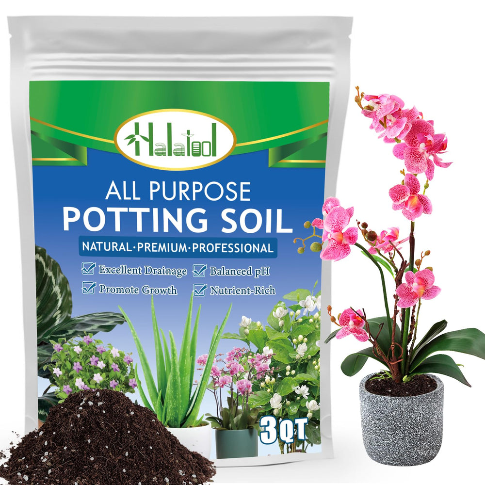 Halatool 3QT potting soil mix front view in resealable bag