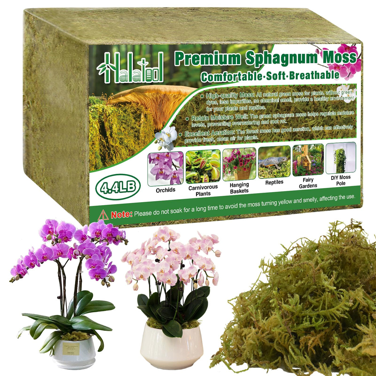 Halatool 4.4LB natural green sphagnum moss front view