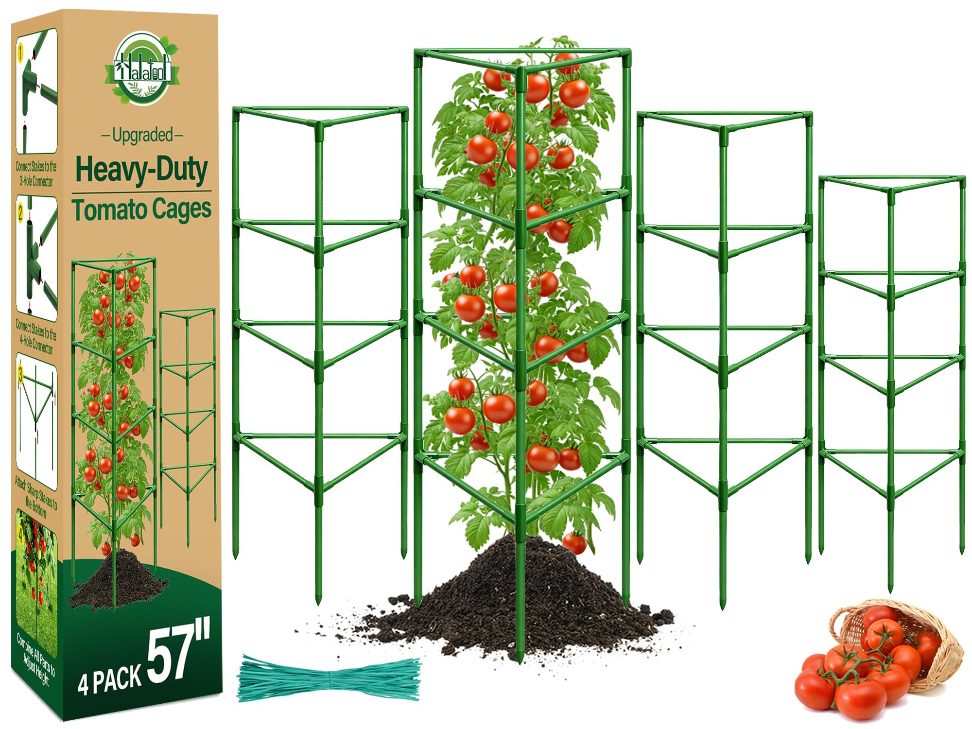 Halatool 57 inch tall tomato cage front view