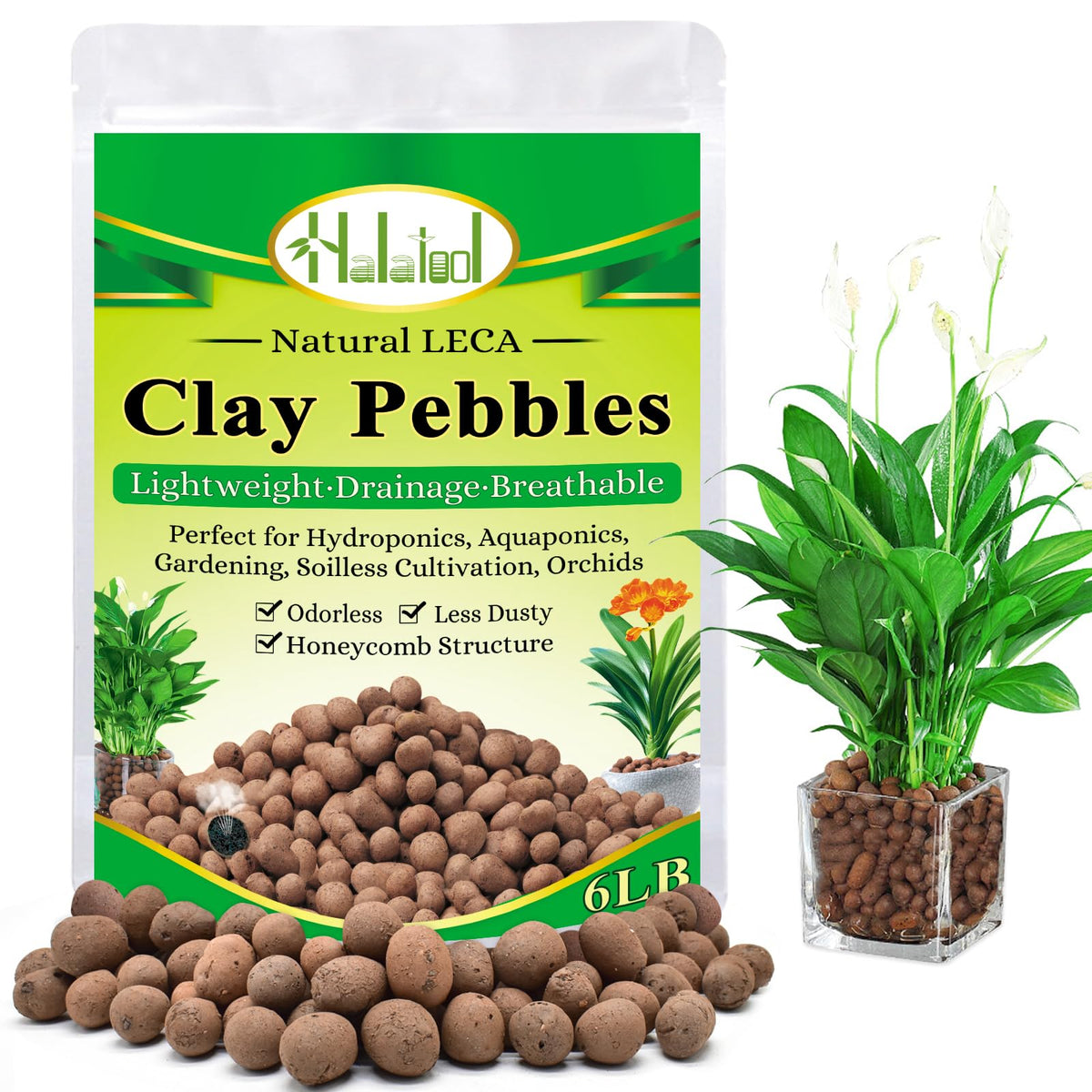 Halatool 6LB clay pebbles brown colour front view