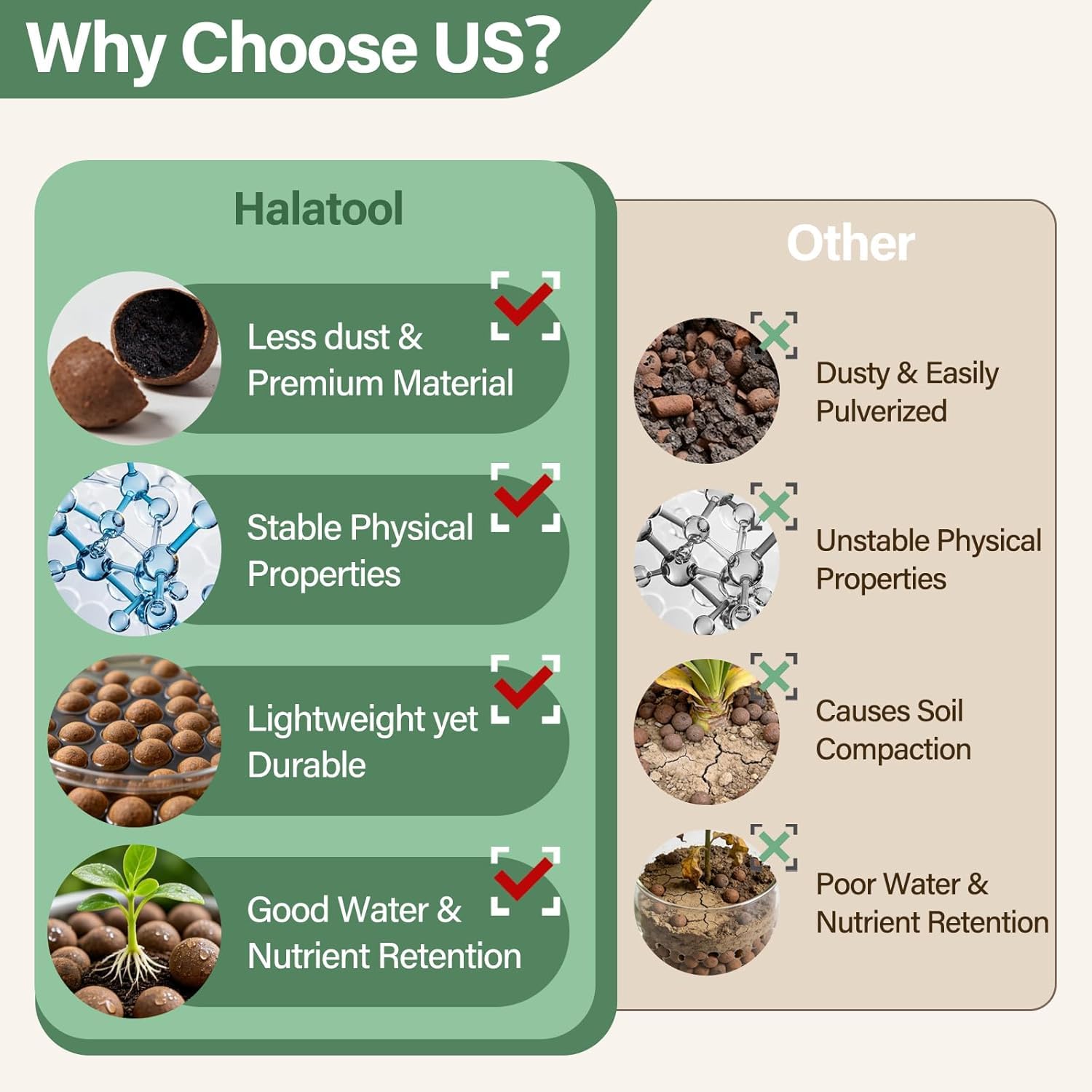 Halatool clay pebbles used in a plant pot for drainage