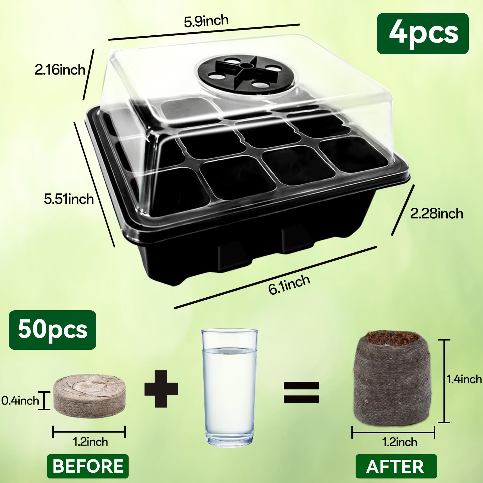 Halatool Seed Starter Trays with seedlings growing inside