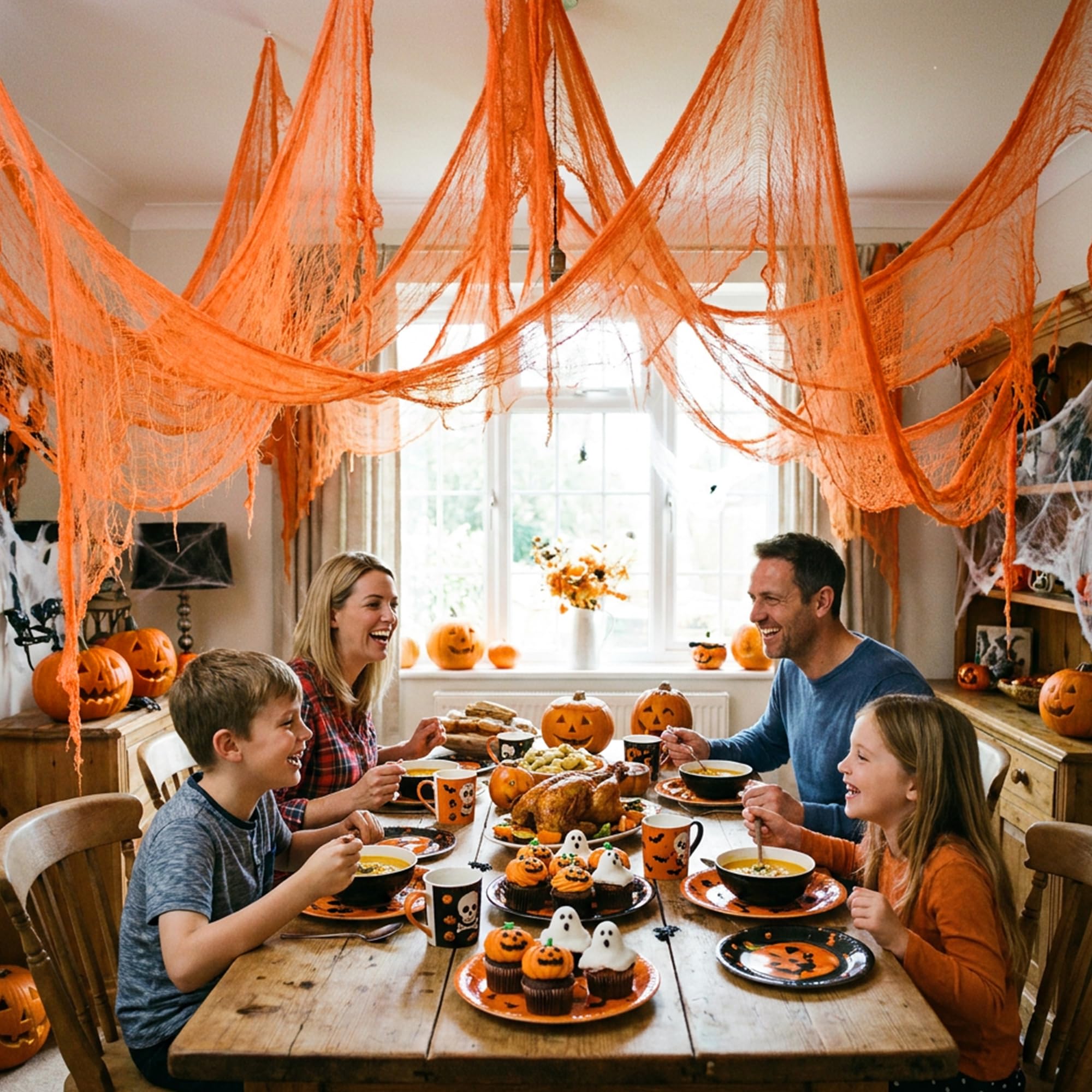 Halloween Creepy Cloth hanging from ceiling with spider webs