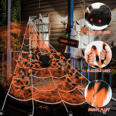 Halloween decoration set including spider and web