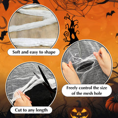 Halloween decorations using Boao cheesecloth in a spooky setup