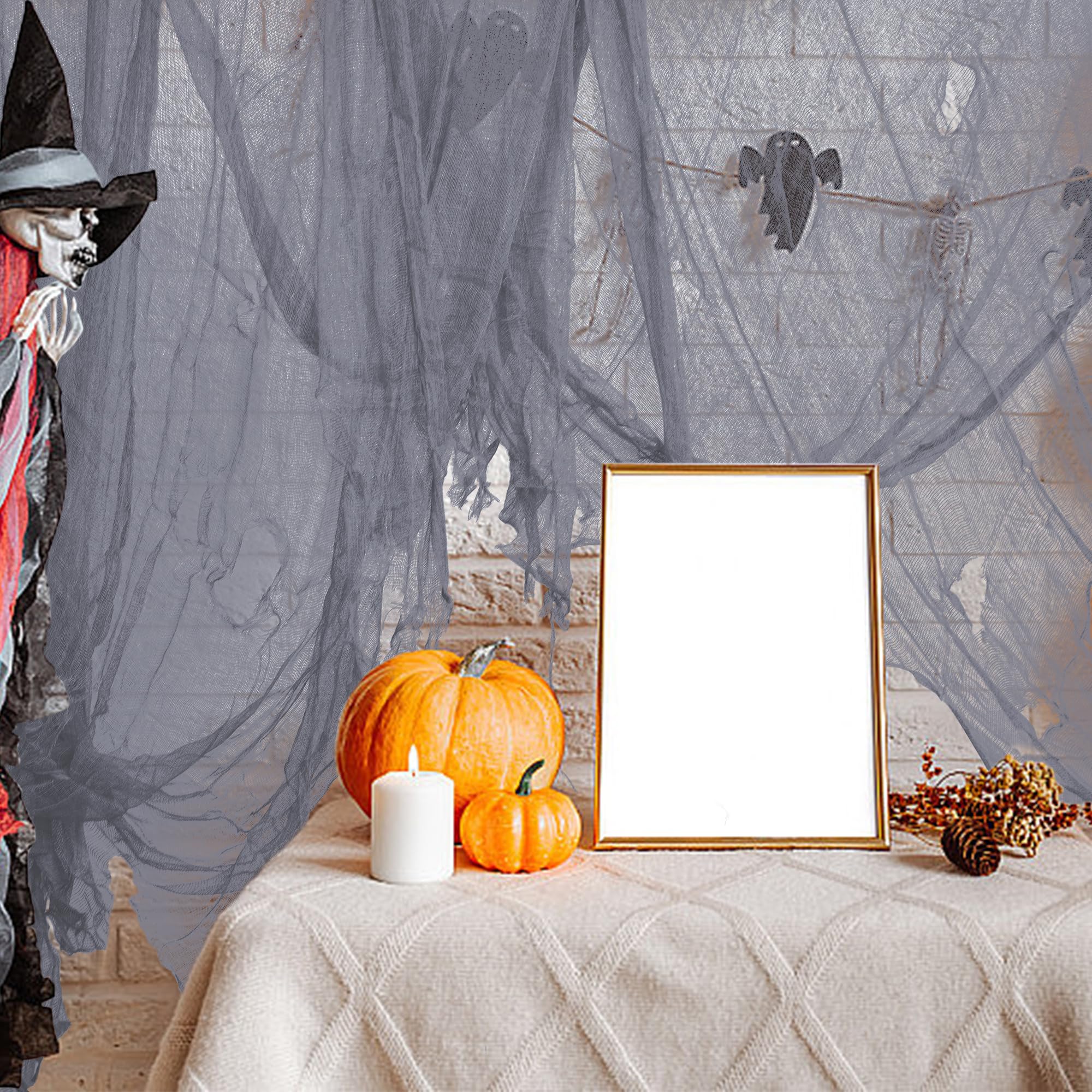 Halloween decorations with Watayo gray creepy cloth