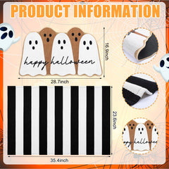 Halloween door mat set with ghost and striped rug