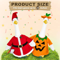 Halloween goose outfit with pumpkin design and matching hat