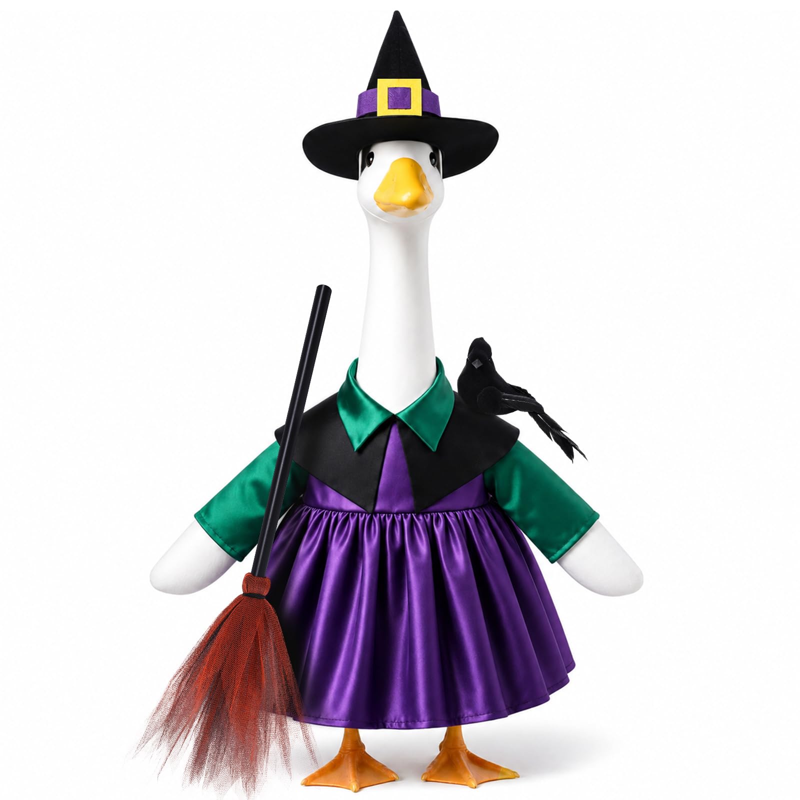 Halloween Goose Outfit with witch clothes and broom