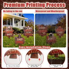 Halloween pumpkin yard sign with stakes for outdoor display