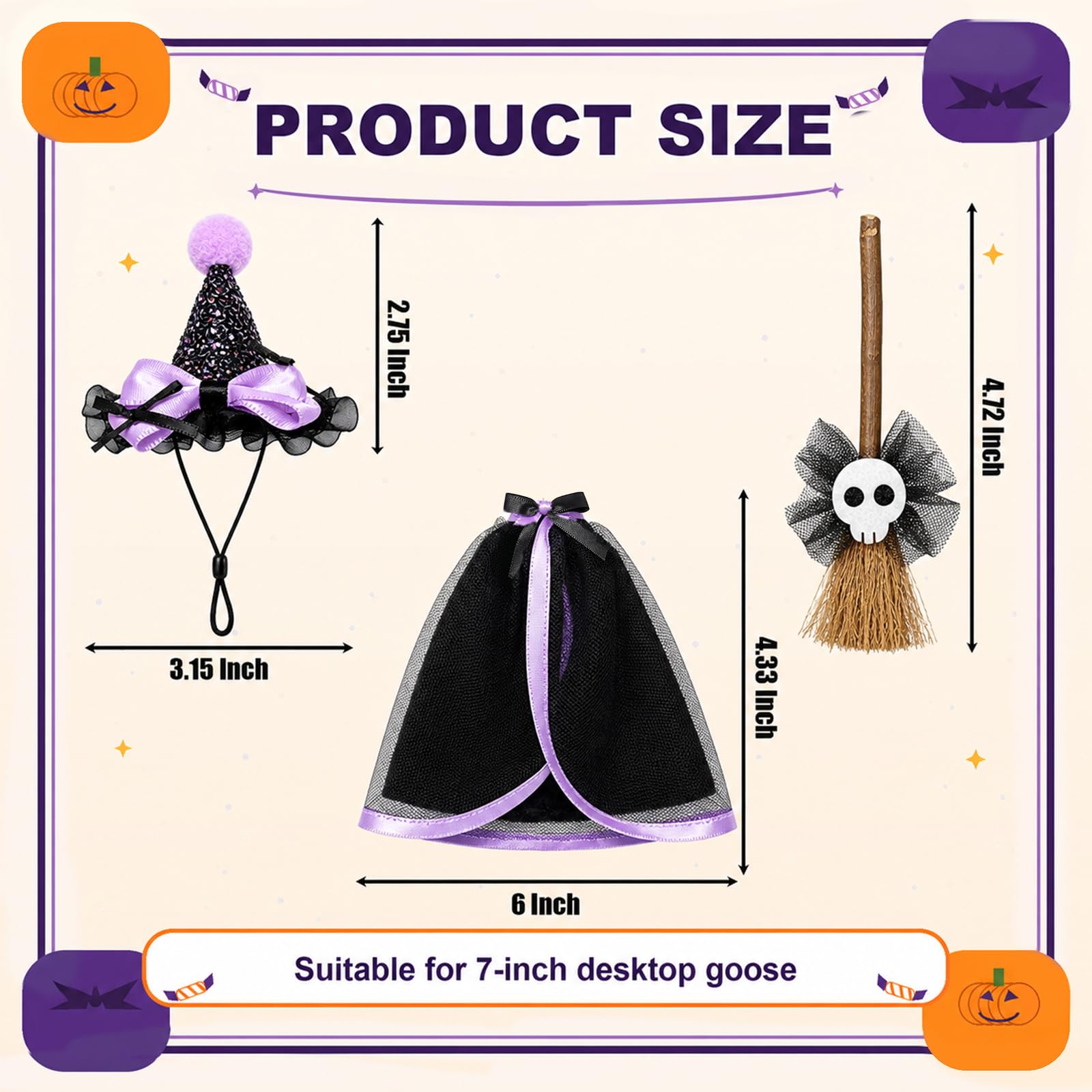 Halloween themed setup with 7-inch goose wearing outfit