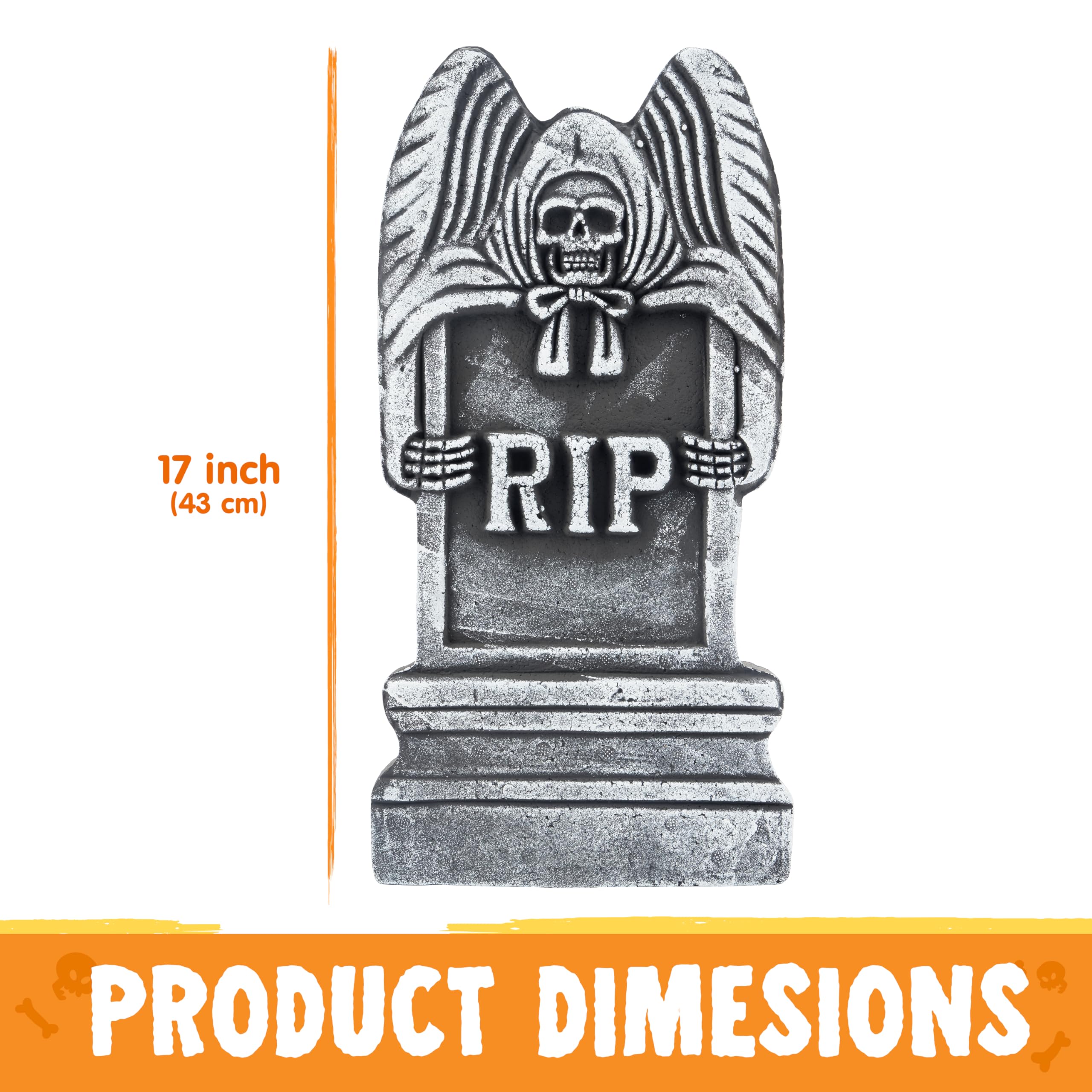 Halloween tombstones set against a spooky backdrop