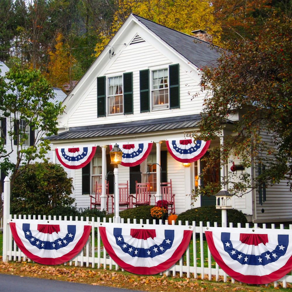 Halovin flags on display in garden